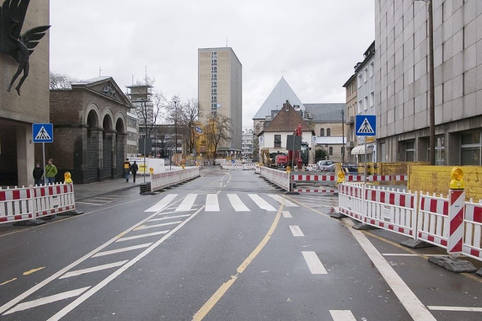 12. Februar 2005 Waidmarkt/Severinstraße, Vorbereitung der Baustelle